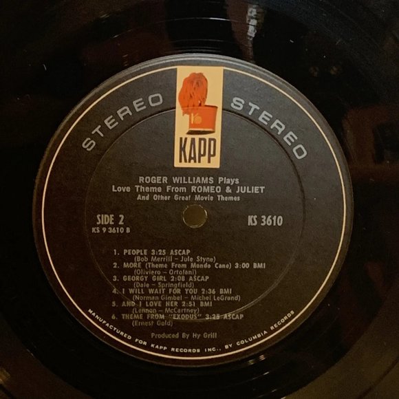 Love Theme From "Romeo & Juliet" And Other Great Movie Themes (Vinyl, 1969) Kapp - Picture 9 of 11